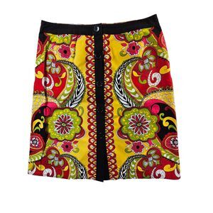 ABR New York Button Up Pencil Skirt Retro Psychedelic Pattern Size 8